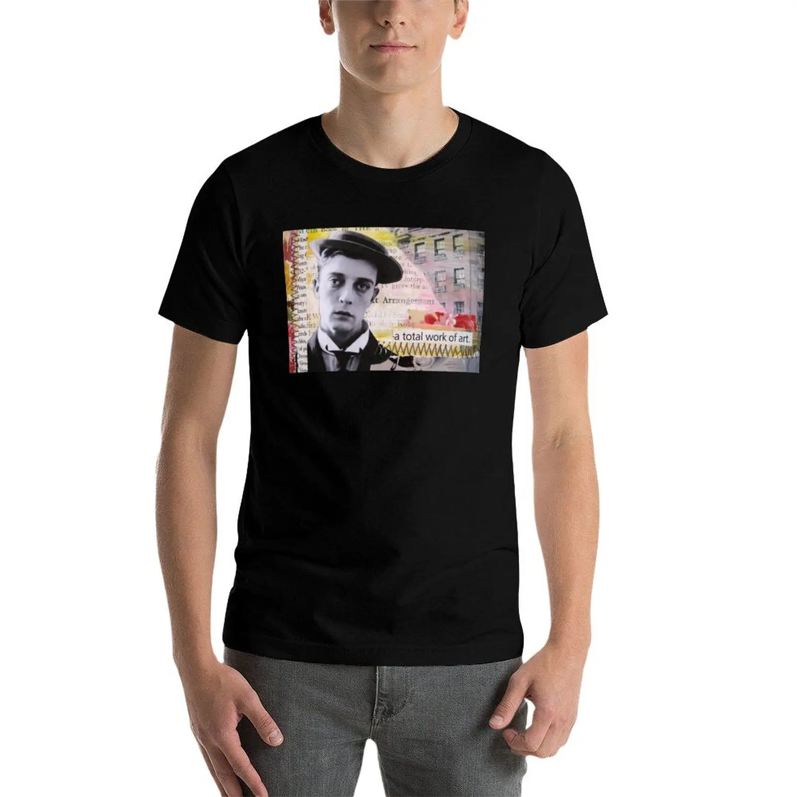 Футболка A Total Work of Art (Buster Keaton) с аниме-фигурками забавная рубашка хлопковые