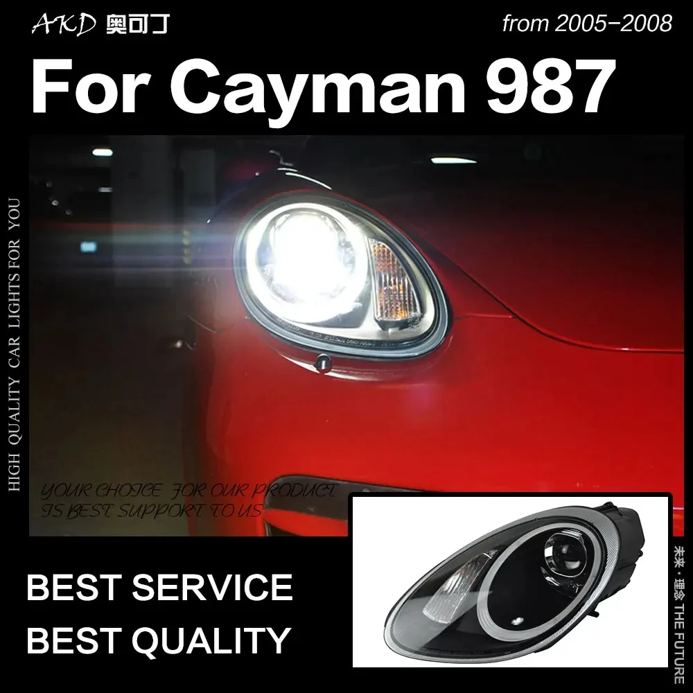 Передняя лампа AKD для Porsche Cayman 987 фары 2005-2008 бокс головного света верхний и нижний