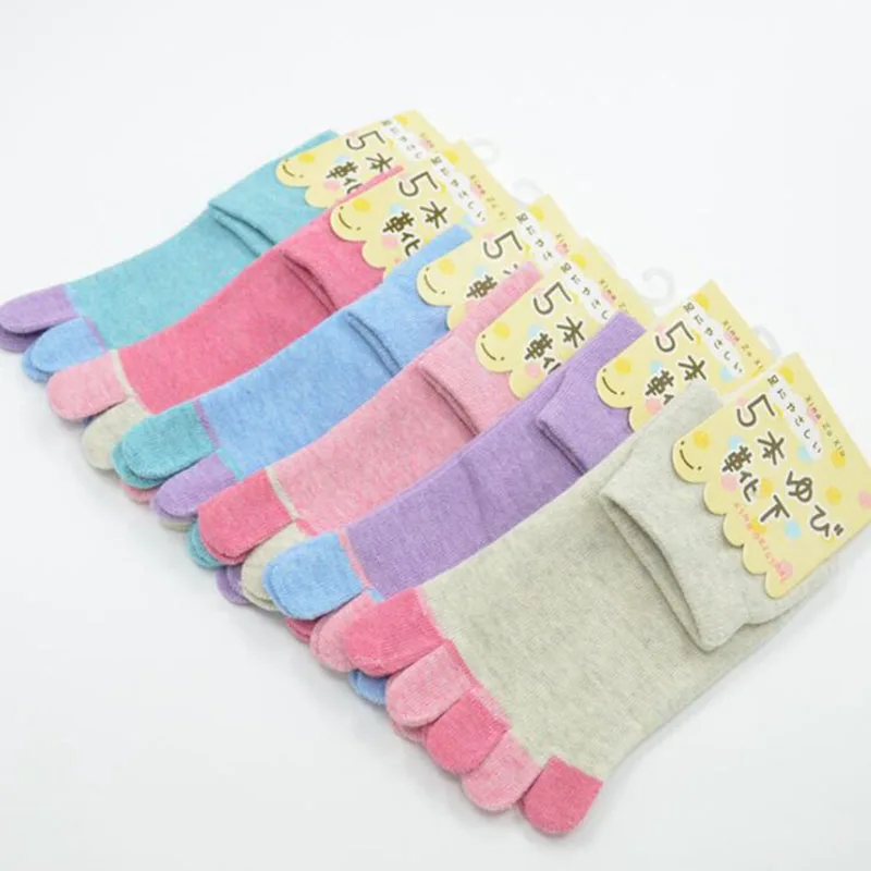 Women's Autumn Five Finger Middle Tube Socks Simple Soft Casual Breathable Toe Separated Cotton Hosiery Japanese Kawaii Socks
