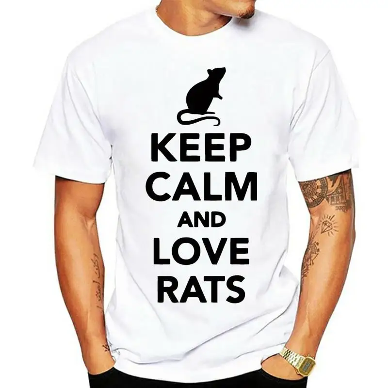 

Новые мужские футболки из хлопка с круглым вырезом Keep Calm And Love крысы