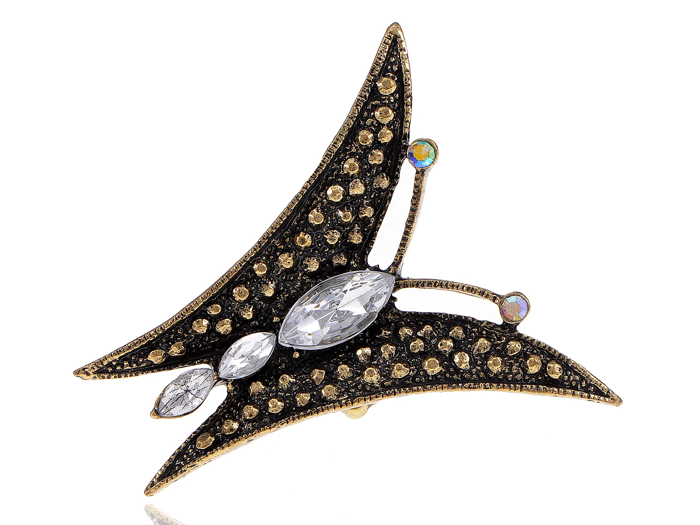 

Antique Metal Wing Rhinestone Crystal Butterfly Adjustable Fashion Ring