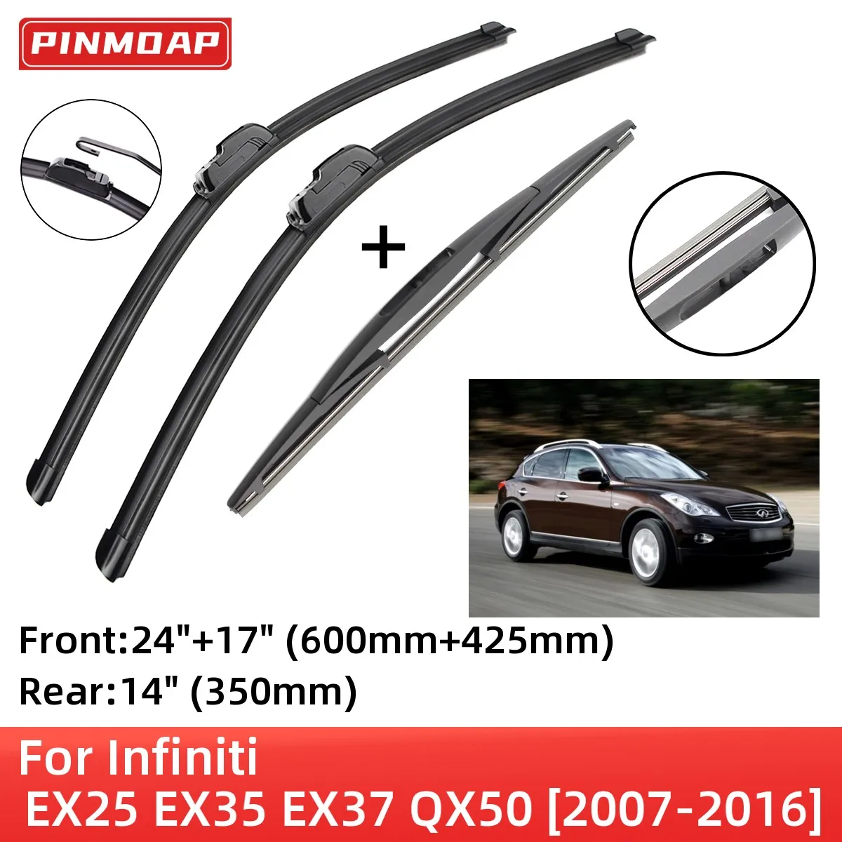 

Щетки стеклоочистителя передние и задние для Infiniti EX25, EX35, EX37, QX50, 2007-2016, аксессуары для резака J Hook 2011, 2012, 2013, 2015