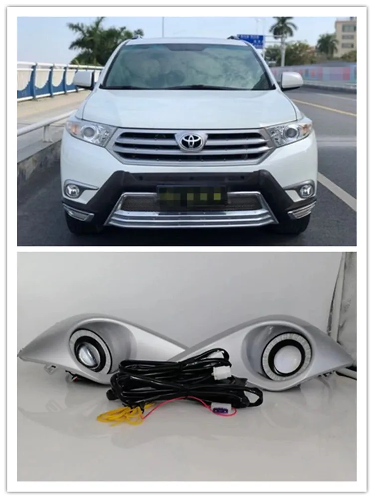 

Светодиодные противотуманные фары в сборе для Toyota Highlander 2012 2013 2014, передний бампер, противотуманная фара, сменные аксессуары для дневного света «ангельский глаз»