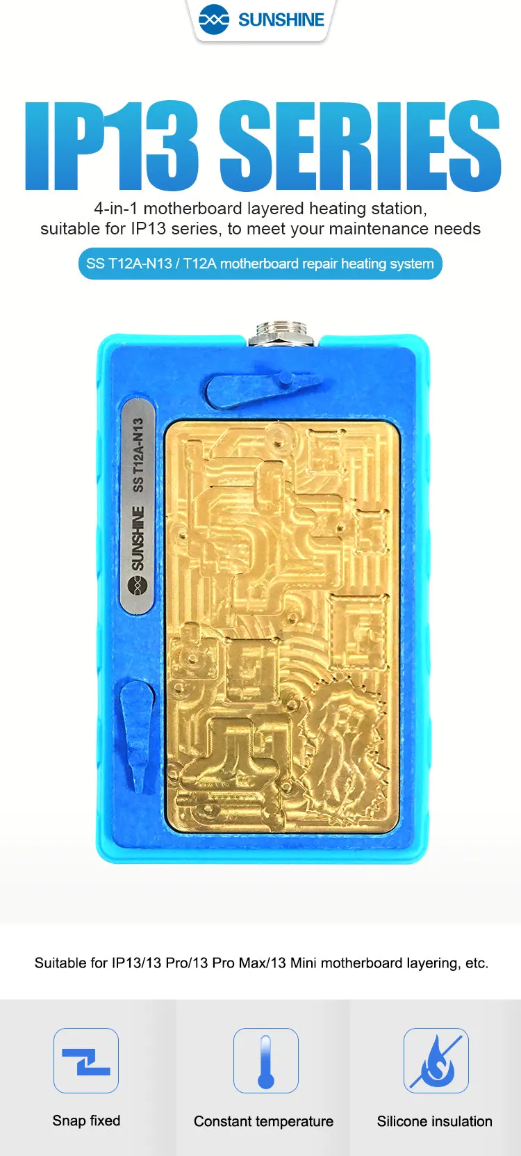 

SS-T12A N13 Motherboard Desoldering Platform For iPhone 13mini 13 Pro Max Main Board BGA CPU Heating Disassemble Welding Repair