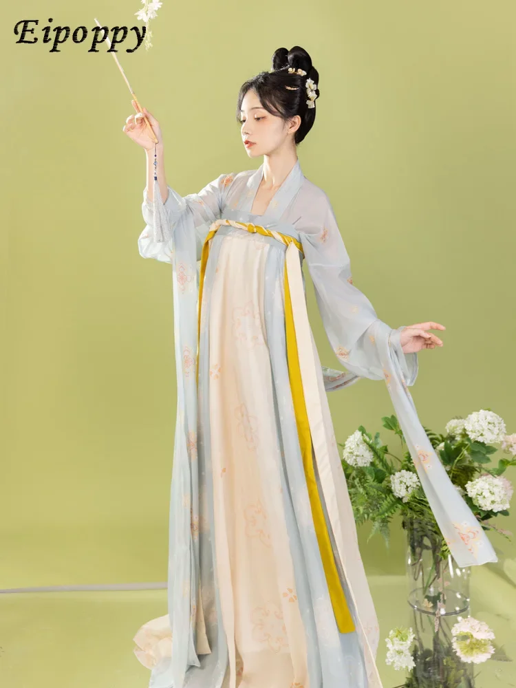 Женская цельная рваная юбка в стиле Тан Hanfu длиной до груди с принтом