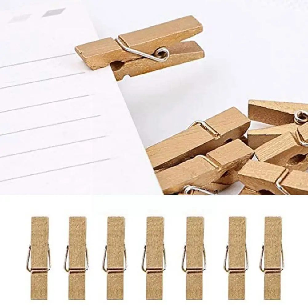 

50 Pcs Small Mini Size 25mm Mini Natural Wooden Clips For Photo Clips Clothespin Craft Decoration Clips Pegs Gold/silver E8x8