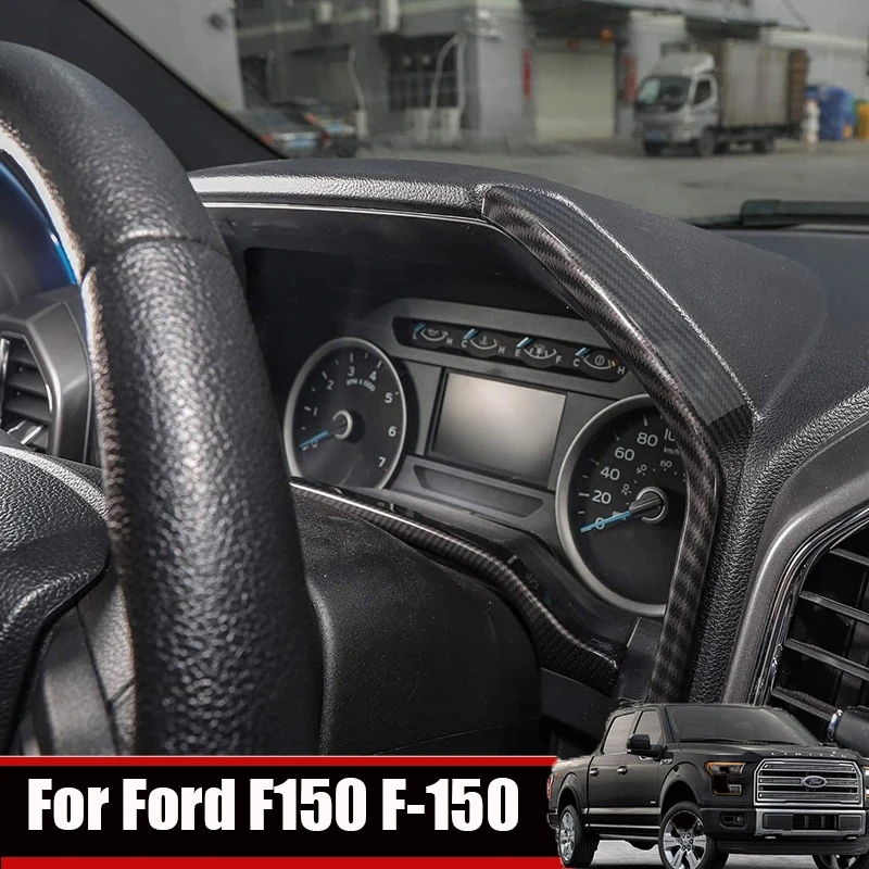 

For Ford F150 F-150 2015-2021 ABS carbonfiber Car Dashboard Side Decoration Cover Trim Instrument Display Meter side trim