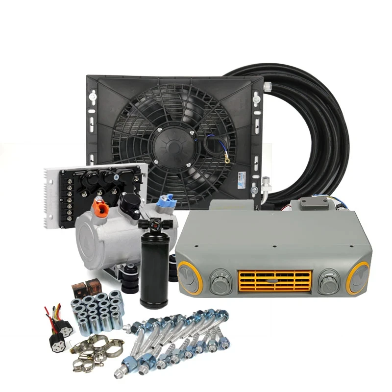 Universal 12V 24V Underdash A/C Auto Electric Air Conditioning Compressor Evaporator Kit for Car Van Street Rod Conditioner