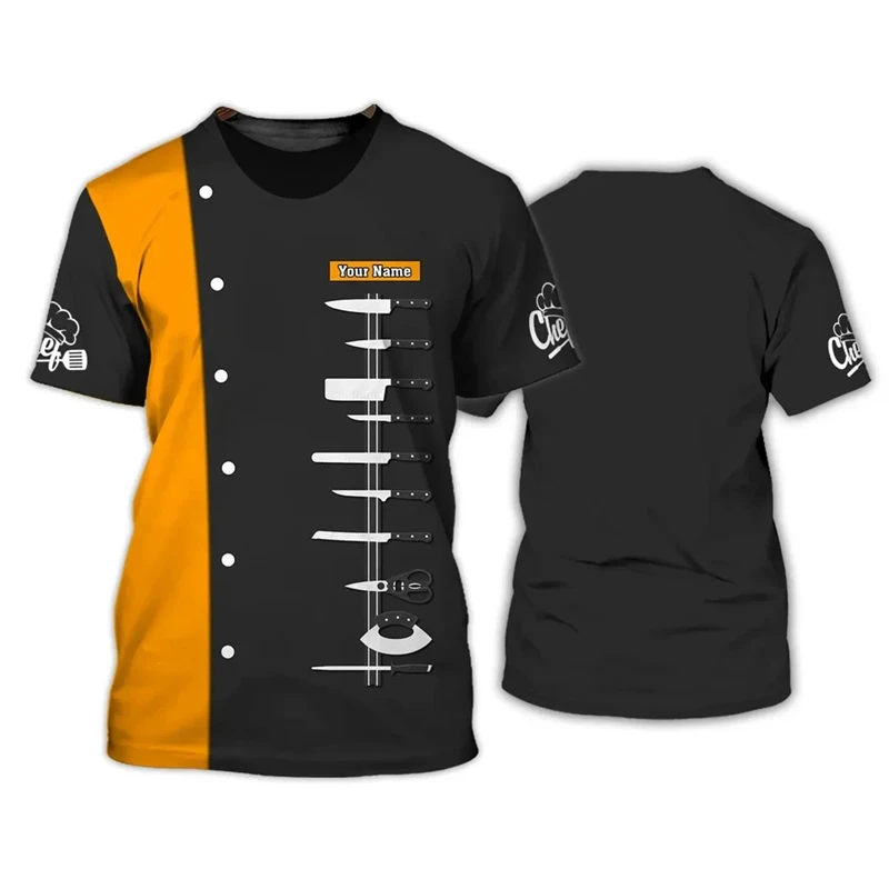 Kitchen Knife Graphic T-shirt For Men Women 3D Printing Fake Chef Pattern T Shirt Summer Fashion Cosplay Costume Short Sleeves