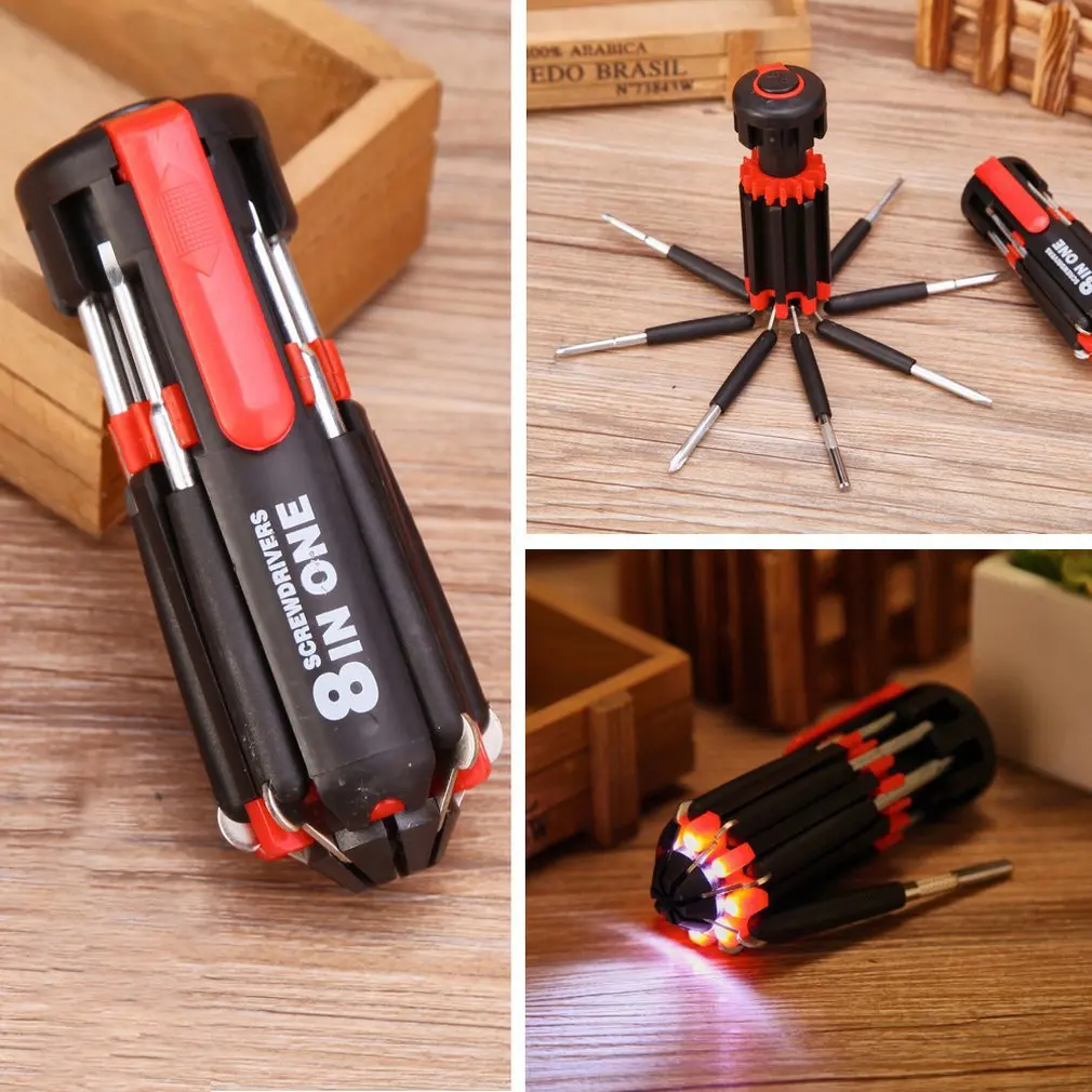 

Lightweight Screwdriver Portable Multifunction Repair Tool Set with Led Light 8-in-1 Tools for Repairing