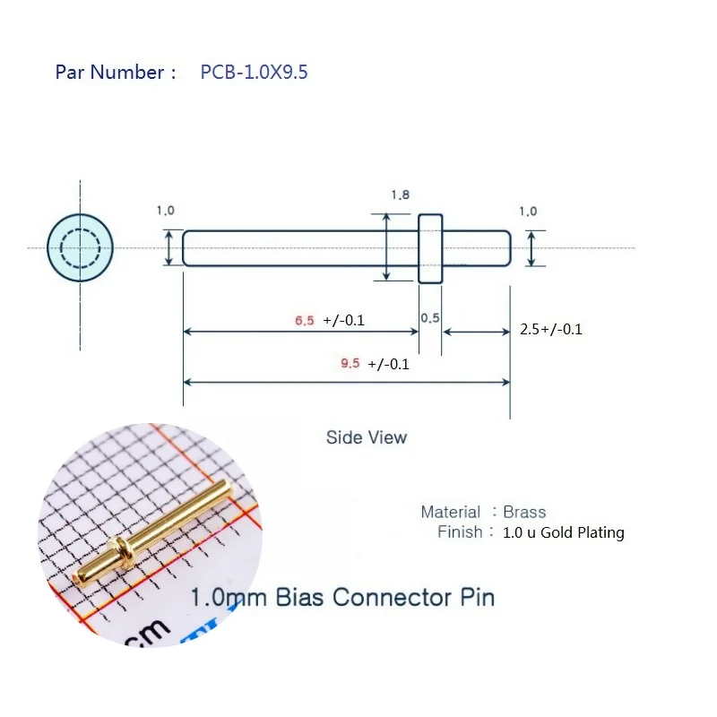 

RTLECS PCB-xx Штыри печатной платы латунные позолоченные