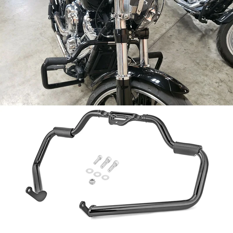 

Черные усы, стальной стержень для защиты двигателя Harley 2018-2022 Softail Deluxe, разрыв, Fat Boy Low Rider Street Bob FLHC FXLR
