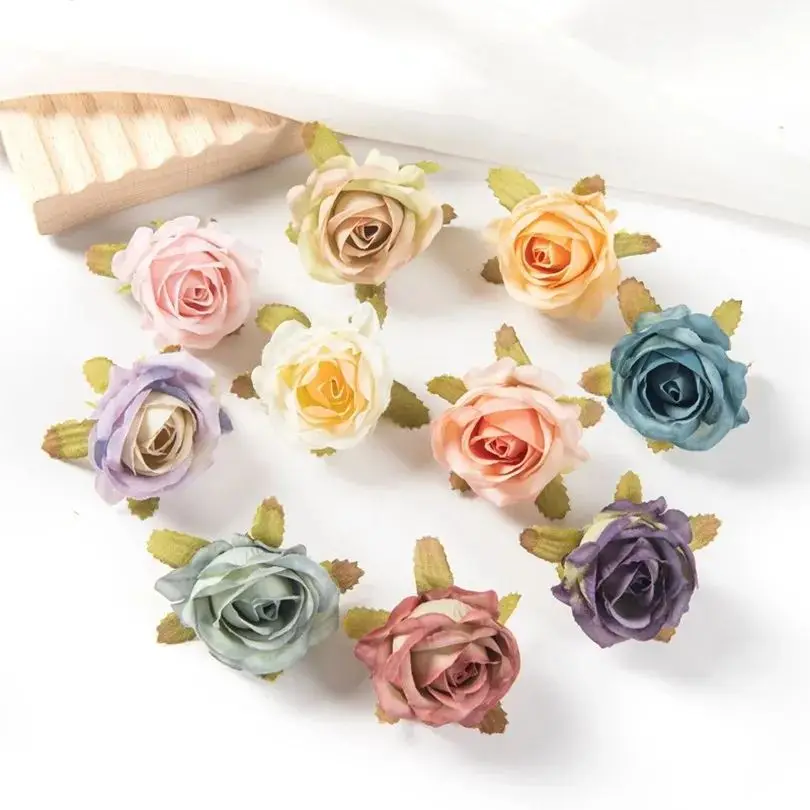 

Искусственные розовые бутоны роз из шелка TTCY, 10 шт.