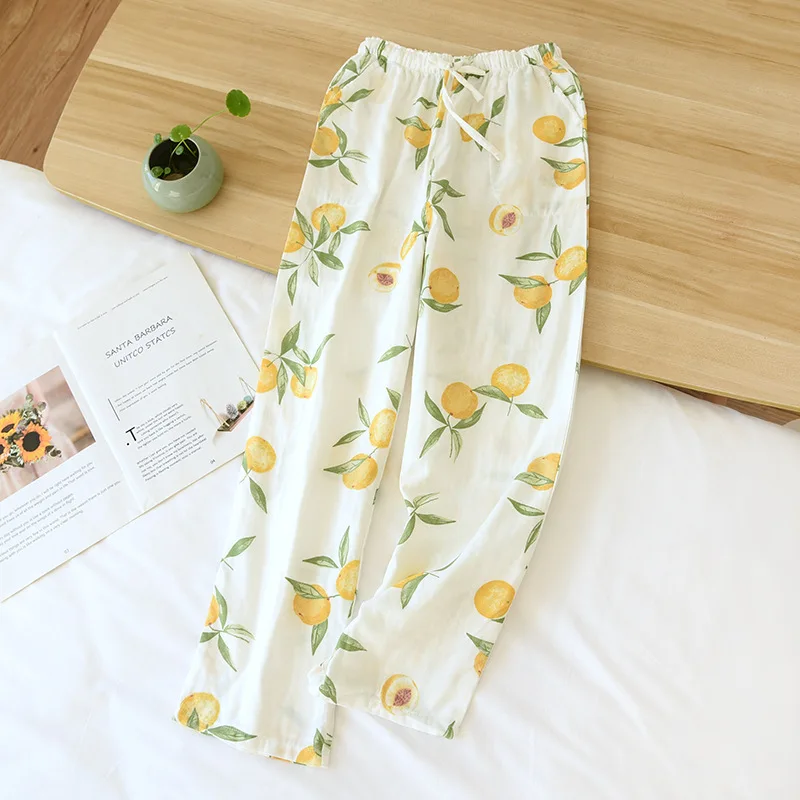 Japanese Style New Pants Ladies Trousers 100% Cotton Gauze Summer Thin Home Pants Loose Cartoon Comfortable Pajamas Shorts