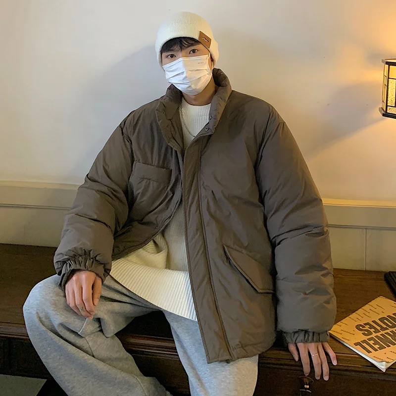 Inter Jacket Men Warm Fashion 3-color Casual Thicken Jacket Men Japanese Streetwear Loose Thick Short Coat Mens Parker Clothes