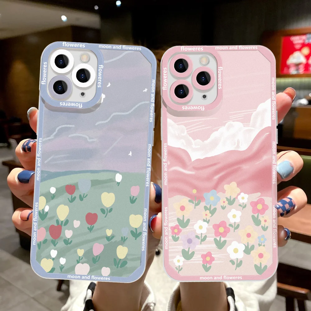 

Anime Flowers Case Iphone11 IPhone13 Silicone Cover For Iphone 11 12 13 14 Pro Max X XR XS Max 7 8 Plus SE 2020 Soft Funda