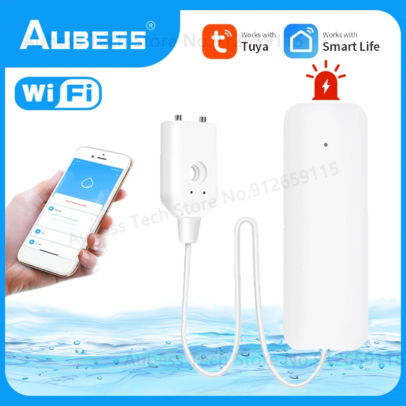 

Датчик утечки воды AUBESS Tuya, Wi-Fi детектор уровня воды, защита утечки воды для умного дома