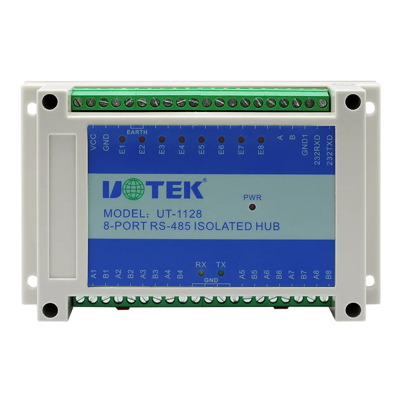 Фото UOTEK Промышленный RS232 RS-232 RS-485 на 8 портов RS485 Последовательный концентратор RS485 Оптоэлектронная изоляция Адаптер защиты от перенапряжения ESD UT-1128 №3