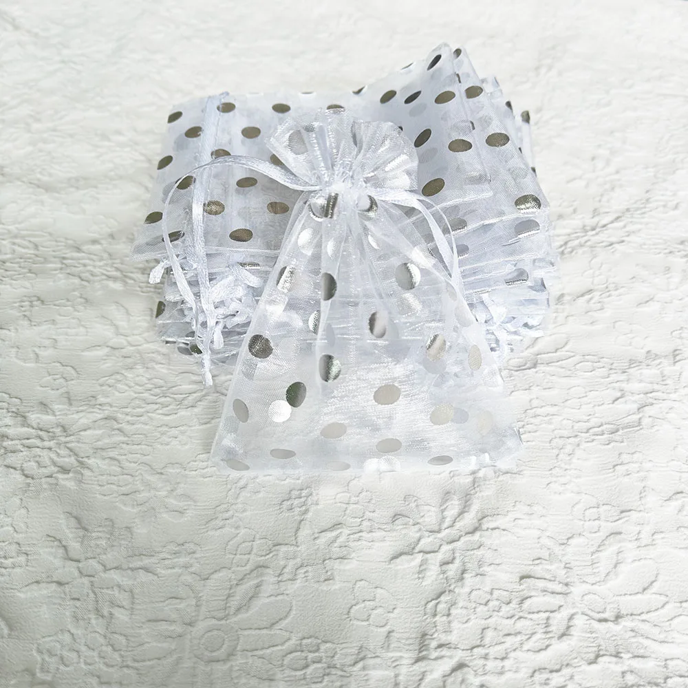 Подарочные пакеты из органзы, золотой цвет, круглый узор