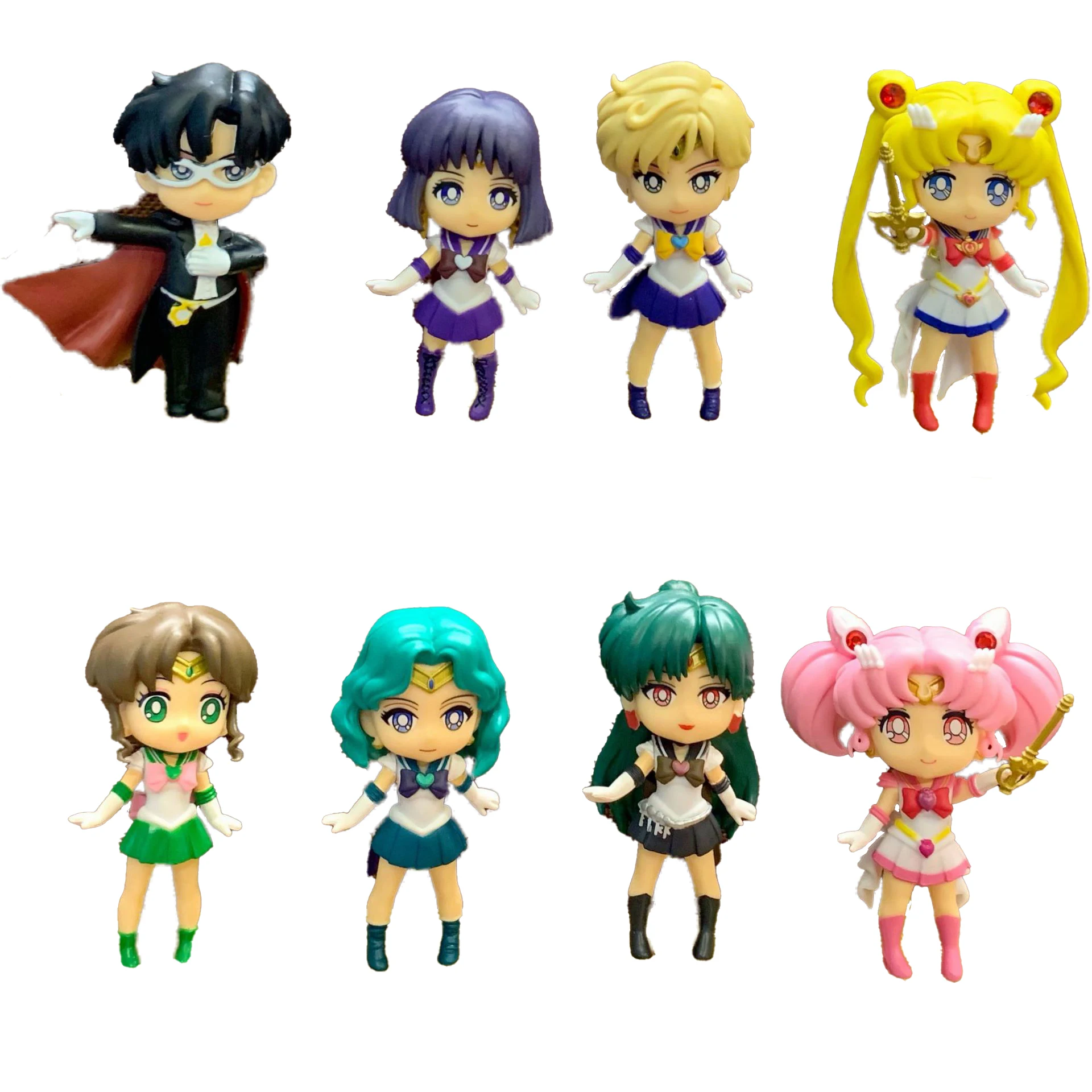 

8pcs/set Kawaii SailorMoon Tsukino Usagi Anime Action Dolls Cute Chibiusa Mizuno Ami Hino Rei Figure Model Toys Gift for Girls