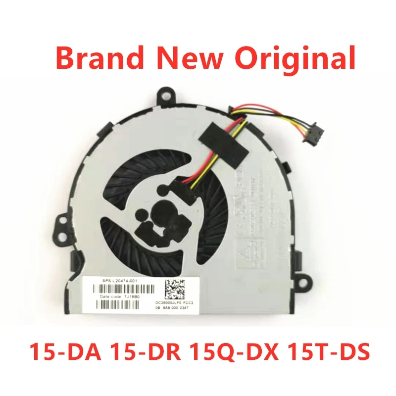 Brand New Original Laptop CPU Cooling Fan For HP 15-DA 15-DR 15Q-DX 15T-DS 250 255 256/G7 L20474-001