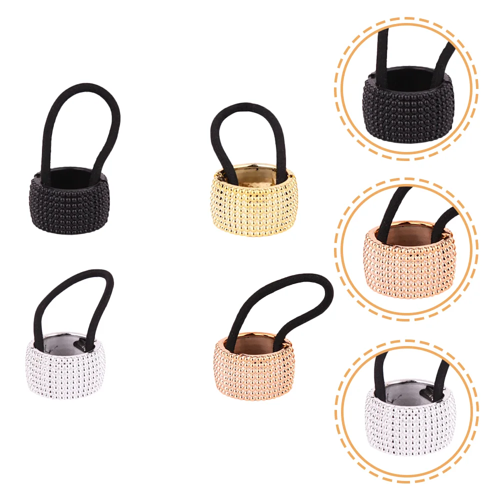 

4pcs Ponytail Holder Cuff Circle Hair Ties Ponytail Holder Elastic Hair Holder