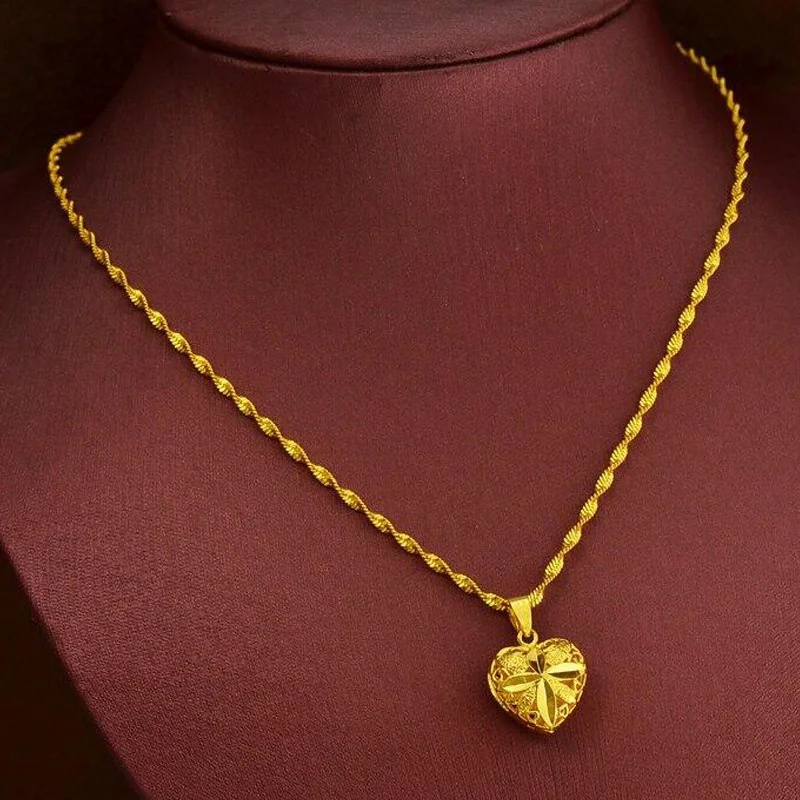 

European Coin Jewelry Imitation Gold Water Wave Pendant Chain Gold-plated Ladies Necklace Vietnam Sand Gold 24K Pendant