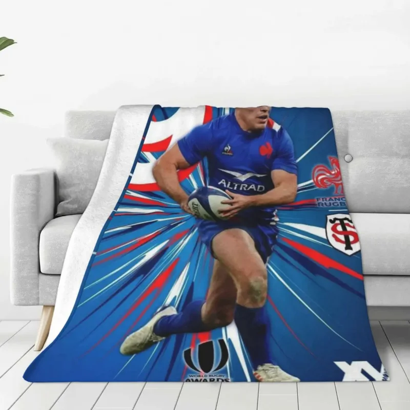 

Soft Warm Blanket Picnic Antoine Dupont Bedding Throws French Professional Rugby player Flannel Bedspread Chair Sofa Bed Cover