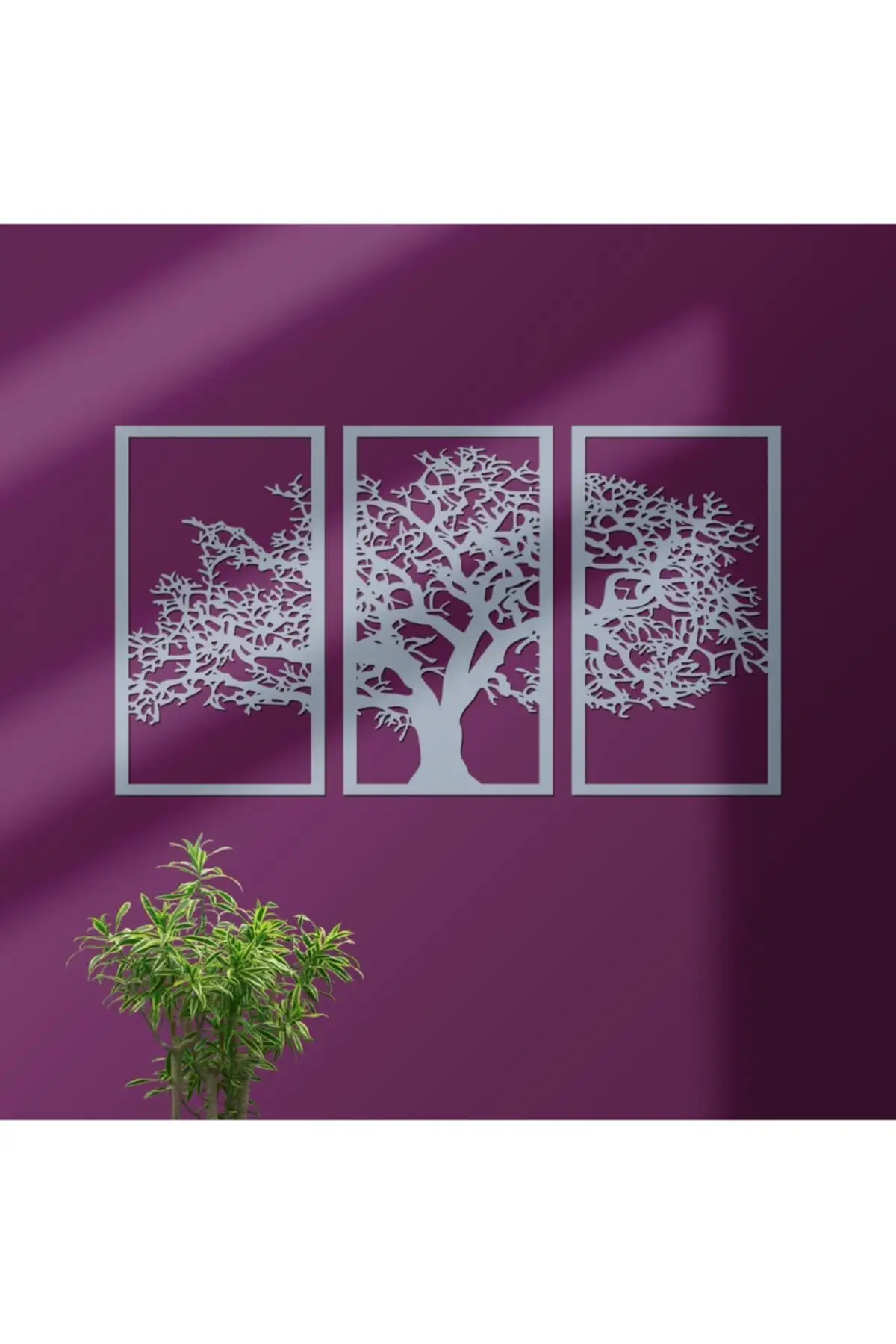 

Wooden Factory Decorative 3 Piece Tree Gray Wall Decor, Laser Cut Do700s5060