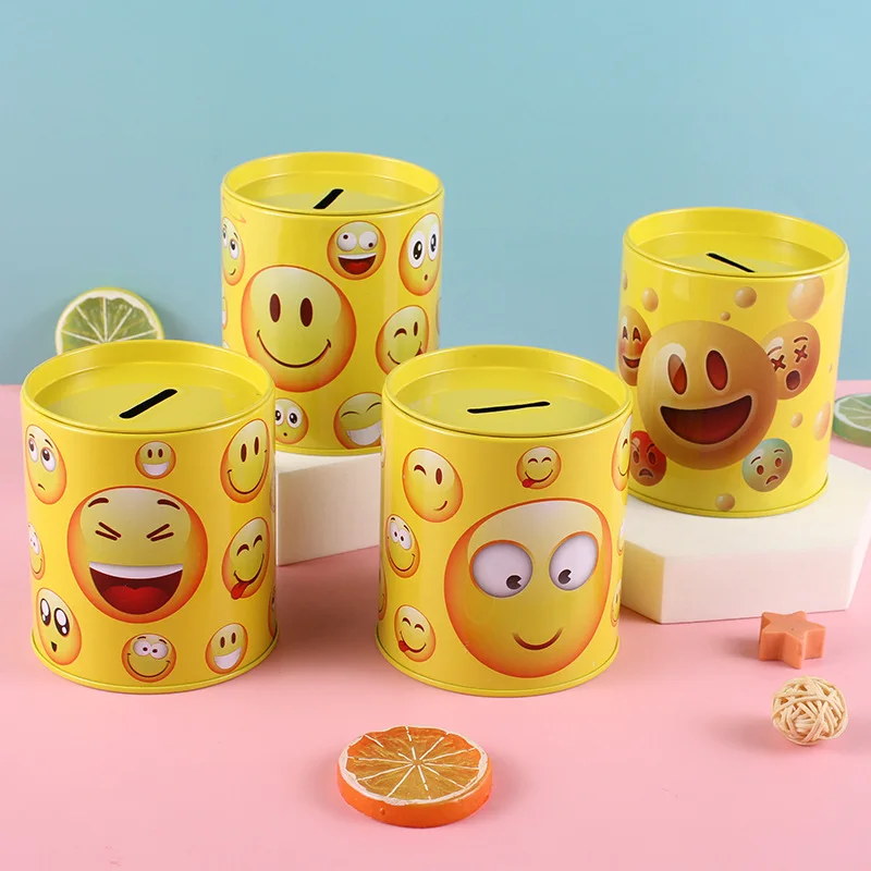 

1PCS Yellow Cute Face Tinplate Money Box Metal Coin Box Cartoon Unicorn Saving Box Kids Christmas Piggy Bank Gifts