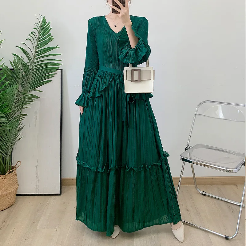 Весеннее цветное платье Miyake весна 2023 новые плиссированные европейские и женские