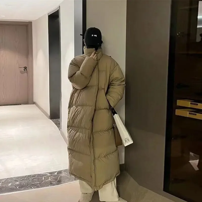 Женское длинное хлопковое пальто зимнее Свободное в Корейском стиле новинка 2024