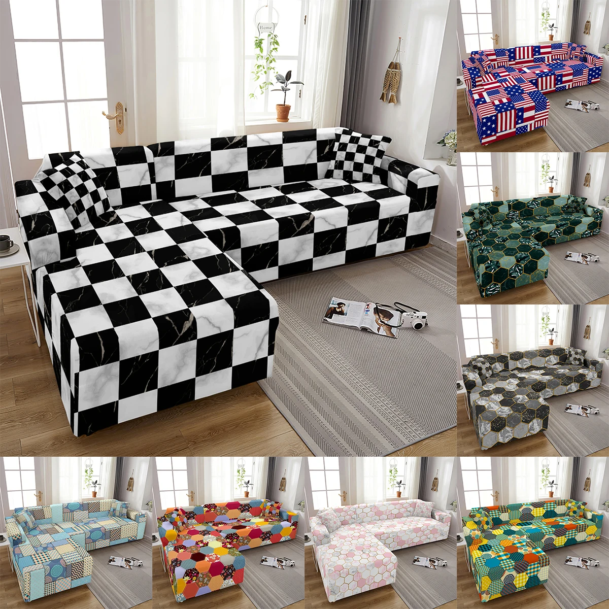 

Рождественский чехол для дивана, чехол для дивана с Санта-Клаусом, эластичные Чехлы для дивана в гостиной, эластичные Чехлы для дивана, прот...