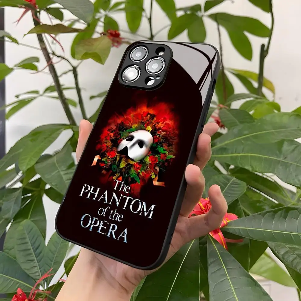 Чехол для телефона Призрак оперы Iphone 15 14 12 11 13 Pro Max Mini 8 X Xr Xs Puls черный стеклянный