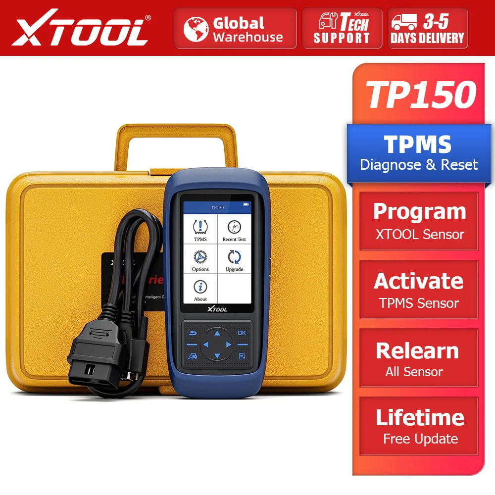 XTOOL TP150 Система контроля давления в шинах Повторное чтение Программа TS100 Датчик TS100 Контроль давления в шине Диагностический инструмент Повторное чтение / сброс / Активация датчика контроля давления в шине