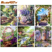 ruopoty oil painting by numbers for adults coloring by numbers flower garden painting decor diy gift picture drawing