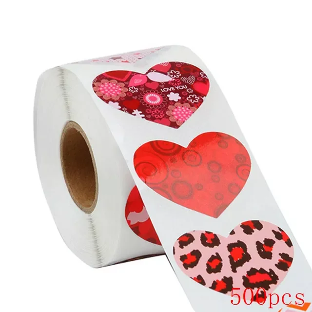 

Red Heart Shape Labels Valentine's Day Paper Packaging Sticker Candy Dragee Bag Gift Box Packing Bag Wedding