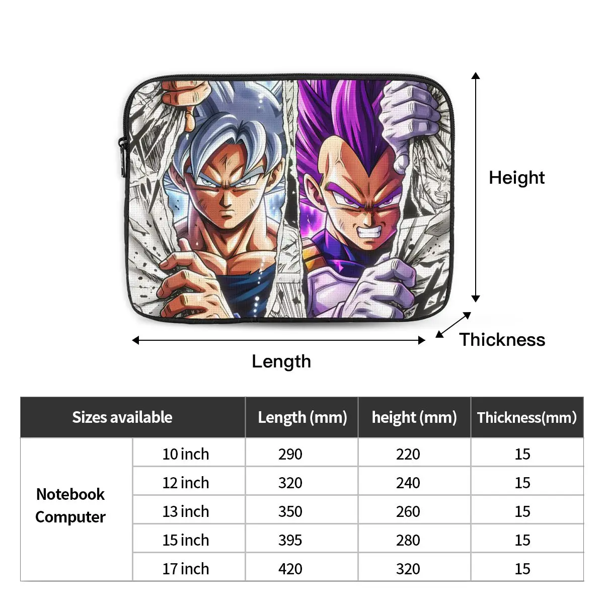 Чехол-сумка для ноутбука с изображением персонажей комиксов, для MacBook Air Pro, DBZ Vegeta Goku, противоударный чехол для планшета (art.: 3920d95cfaea2) - 3920d95cfaea2