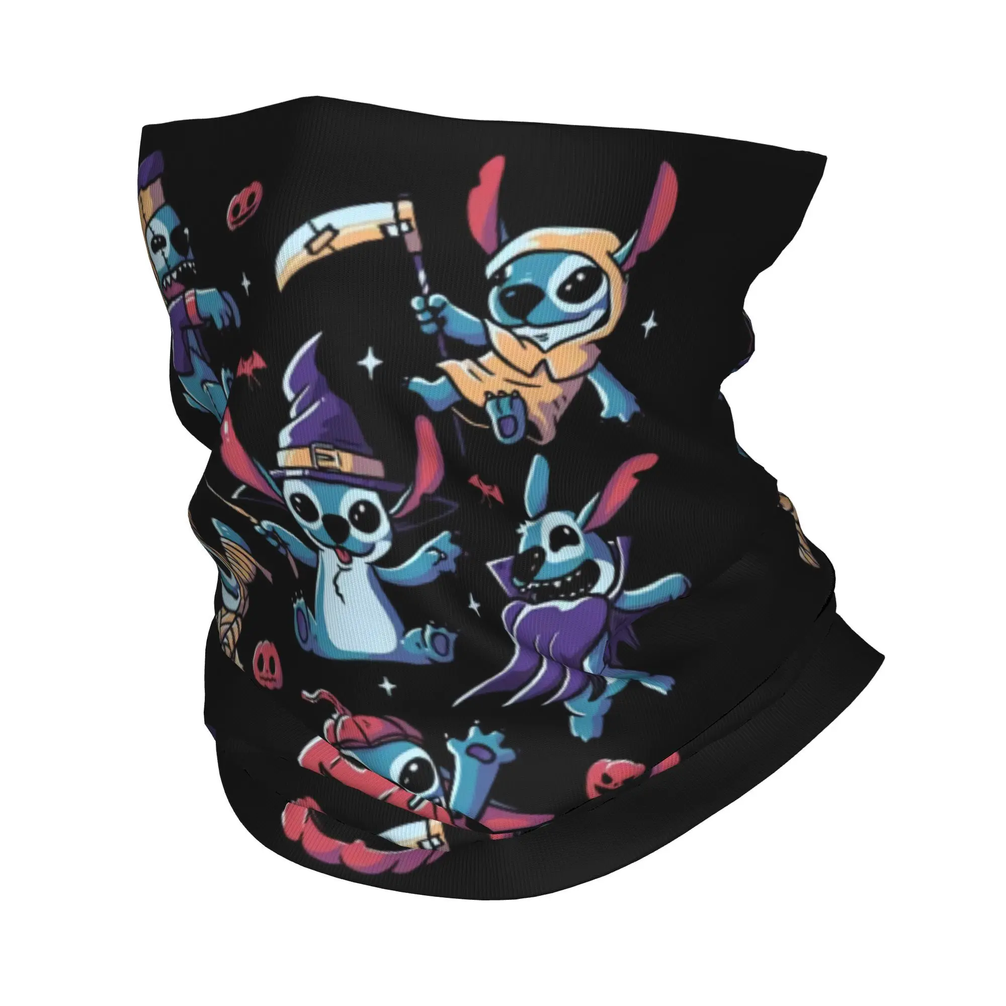 Custom Halloween Stitch Anime Manga Bandana Neck Gaiter UV Protection Face Scarf Cover Men Women Headband Tube Balaclava
