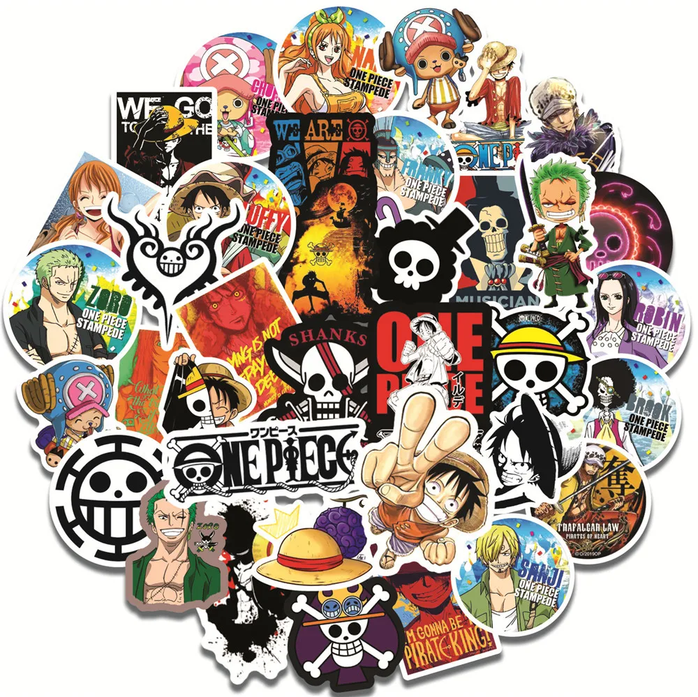 

10/30/50Pcs Cartoon One Piece Luffy Stickers Anime Sticker Notebook Motorcycle Skateboard Computer Mobile Phone Cartoon Toy