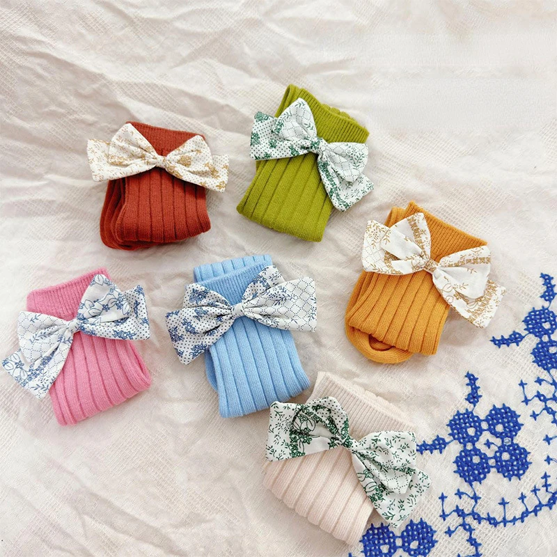 

6 Pairs/Lot Girl Socks Bow Soft Princess Socks for Girls Sweet Children's Socks 2023 Kids Dance Sock Girl Accessories