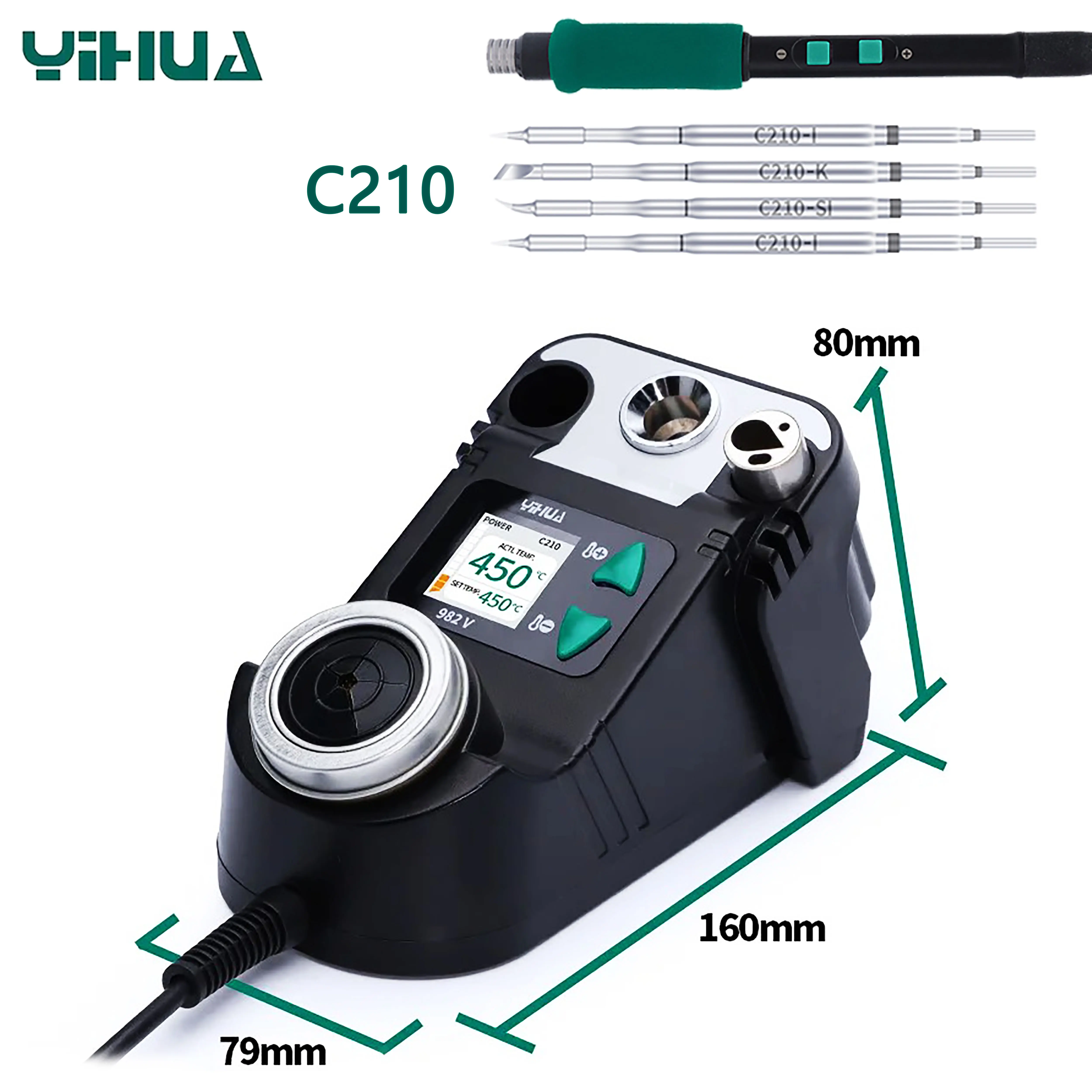 

YIHUA Микропаяльная станция 982-V с наконечниками C210 и C245