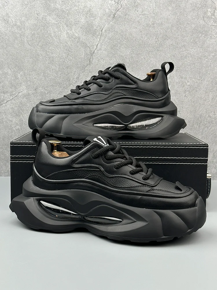 Мужские туфли для папы на воздушной подушке осень-зима 2024 новая кожаная