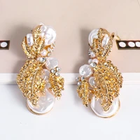 jujia pearl earring for women gold color crystal beaded drop earrings trendy jewelry statement earrings brincos gift