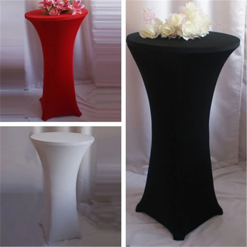 

Stretch Round Tablecloth Cocktail Spandex Table Cloth Bar Hotel Wedding Party White Table Cover 50cm Diameter White Black-color