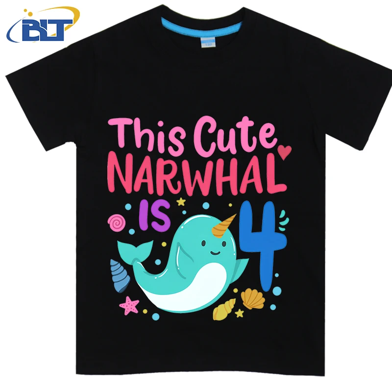 Детская Хлопковая футболка с принтом коротким рукавом