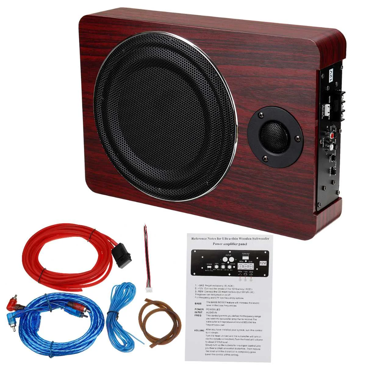 

600W 8" 12V Car Amplifier Subwoofer Car Audio Slim Under Seat Active Subwoofer Bass Speaker Car Subwoofers Woofer