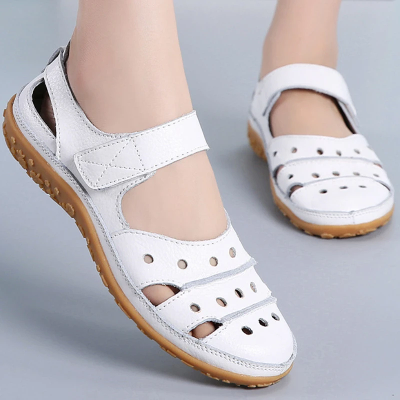 

сандалии женские летняя обувь женская туфли женские шлепанцы Сандалии женские с перфорацией, мягкая Вулканизированная подошва, дышащие легкие босоножки, удобная повседневная обувь на плоской подошве, большие размеры