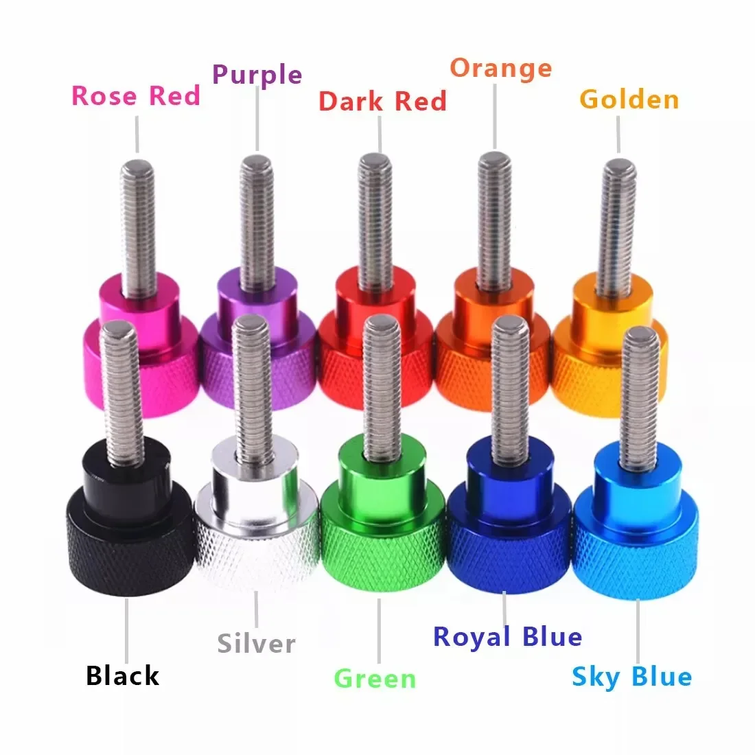 1Pcs M8 Aluminium Alloy+Stainless Steel Knurled Thumb Screws Hand Grip Knob Bolts L:6mm-100mm For Adjust Fixed Bolt