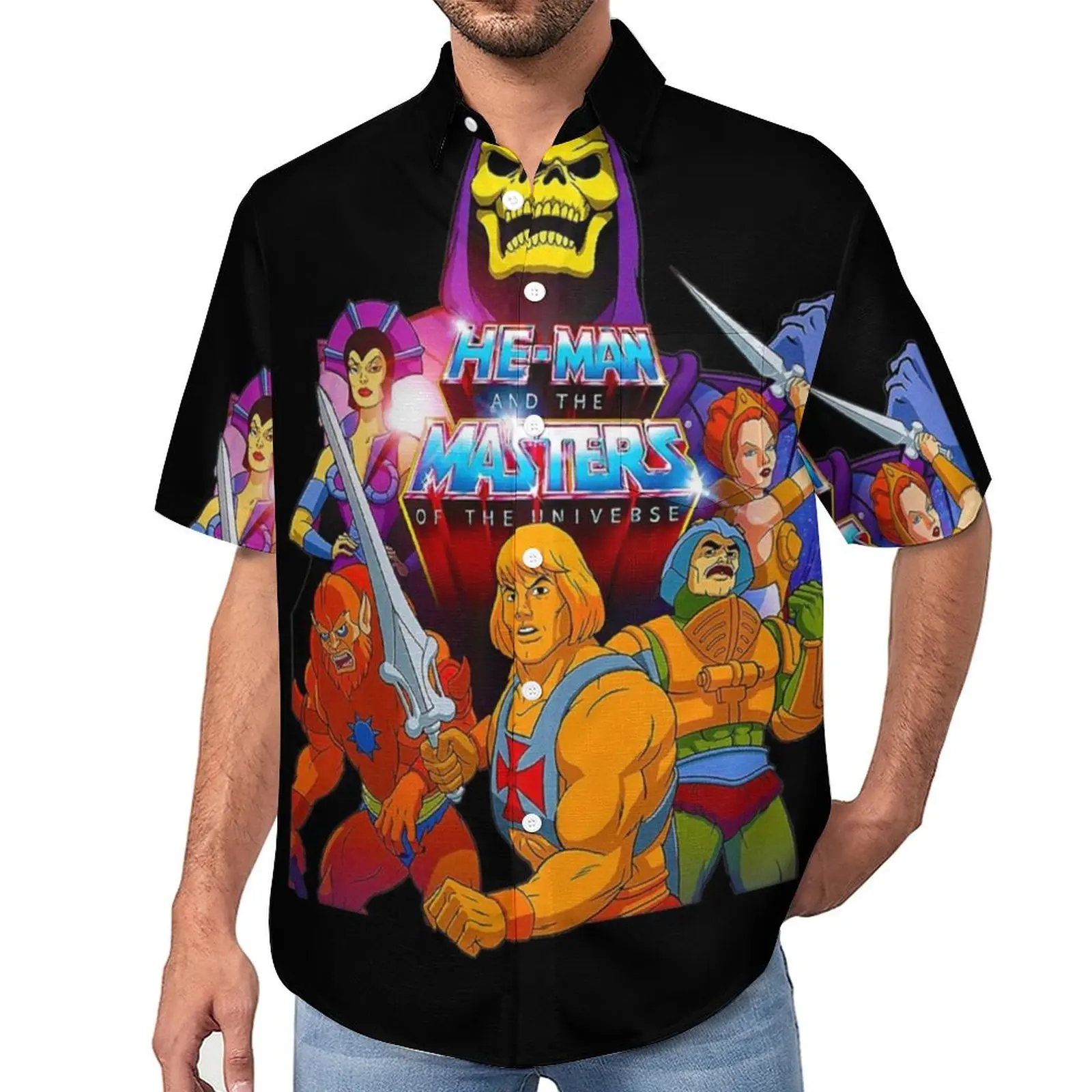 

Блузка мужская с принтом черепа, летняя, оверсайз